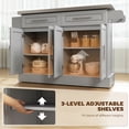 thumbnail image 6 of HOMCOM 57" Kitchen Island with Stainless Steel Top, Mobile Kitchen Island Cart with 2 Drawers & Cabinets, Kitchen Island Table on Wheels, Gray, 6 of 10