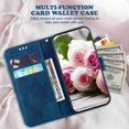 thumbnail image 5 of Allytech Wallet Case for Galaxy S22 Ultra, Luxury PU Leather ID Cash Credit Card Slots Holder Embossed Clover Flower PU Leather Kickstand with Wrist Strap For Samsung S22 Ultra 5G 6.8" 2022, Blue, 5 of 6