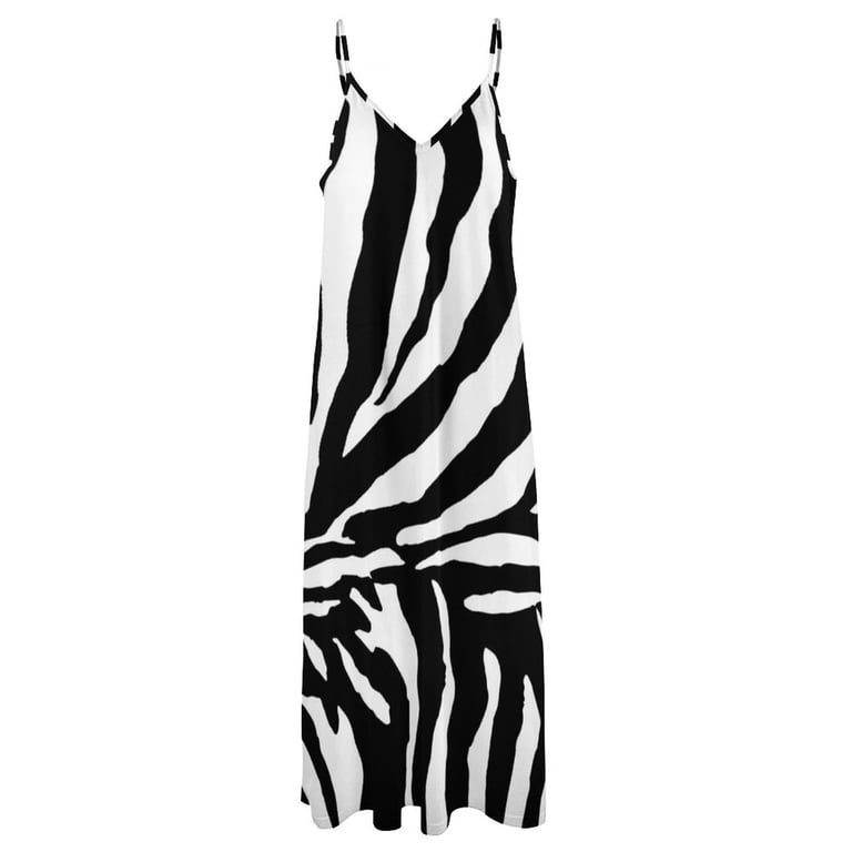Zebra Print - Black and White Sleeveless Dress long dresses for women  Evening dresses evening dress long sleeve dress - Walmart.com