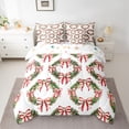 thumbnail image 2 of Manfei Happy Christmas 7pcs Bedding Comforter Set,Christmas Wreath Flower Queen Bedding Sets,Cute Cartoon Bowknot Ribbon Queen Sheet Sets For Girl,Luxury Bedroom Decor Reversible, 2 of 8