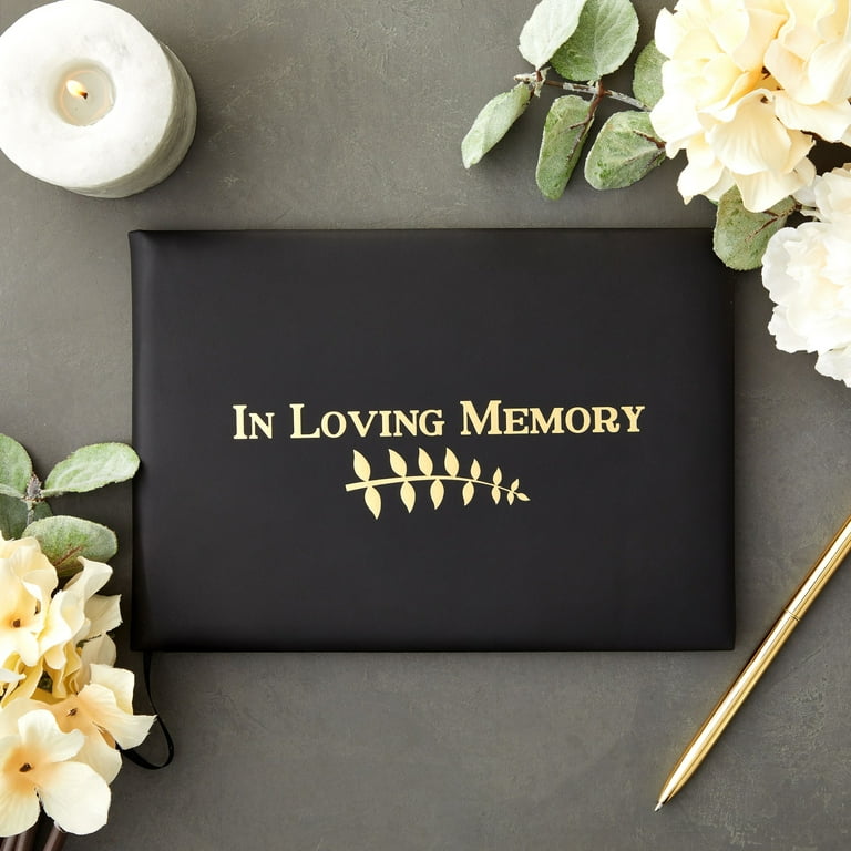 Paper Junkie Black Funeral Guest Book in Loving Memory (8.3 x 5.6 in)