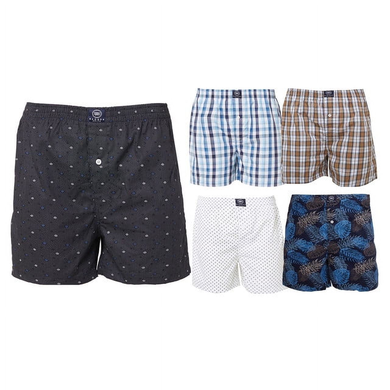 Badger Smith - Men's Boxer Shorts, Comfortable Cotton Boxers, 100% Cotton Print and Plaid Multicolor Boxers For Men, Multi Pack - Large