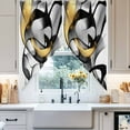 thumbnail image 4 of Black and Gold Line Swag Curtain Valance for Windows, Abstract Art Window Treatments Short Swag Topper for Kitchen Windows Bathroom Bedroom, 36"x36", 4 of 8
