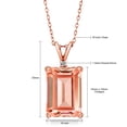 thumbnail image 3 of Gem Stone King 18K Rose Gold Plated Silver Peach Nano Morganite and White Diamond Pendant Necklace for Women (6.32 Cttw, Gemstone Birthstone, Emerald Cut 14X10MM, with 18 inch Silver Chain), 3 of 4