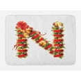 thumbnail image 1 of Christmas Alphabet Bath Mat, Realistic Sketch of N Letter in Winter Holiday Pattern Art, Plush Bathroom Decor Mat with Non Slip Backing, 29.5" X 17.5", Pearl and Olive Green, by Ambesonne, 1 of 2