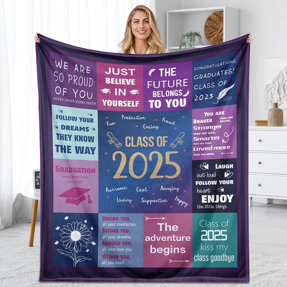 Graduation Gifts Blanket 50x60, Class of 2025 Blanket for Her, 2025 College High School Graduation Gifts for Him Her Women Men Senior 2025 Gifts Blanket 2025 Graduation Decorations Blankets