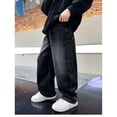 thumbnail image 4 of UACY Boys Baggy Jeans Kids Straight Wide Leg Cargo Pants Denim Y2K Teen Casual Loose Elastic Waist Summer Trousers (Black, 15-16 Years), 4 of 7