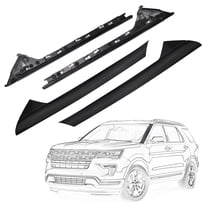 FEXON Windshield A-Pillar Molding Kit Outer Trim & Inner Brackets 4Pcs Compatible with Ford Explorer 2011-2019