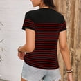 thumbnail image 5 of Vmvidoty Women's Summer Tops Dressy Casual Short Crew Neck Striped Shirts Red M, 5 of 6