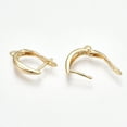 thumbnail image 3 of 2pc Brass Hoop Earring Findings with Latch Back Closure Nickel Free Real 18K Gold Plated 21x12x3.5mm Hole: 1.5mm Pin: 1mm, 3 of 3