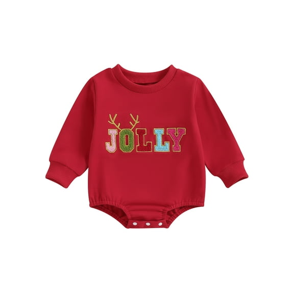 Bagilaanoe Newborn Baby Girl Christmas Romper Sweatshirt Long Sleeve Bodysuits Embroidery Pullover 3M 6M 12M 18M Infant Casual Tee Tops