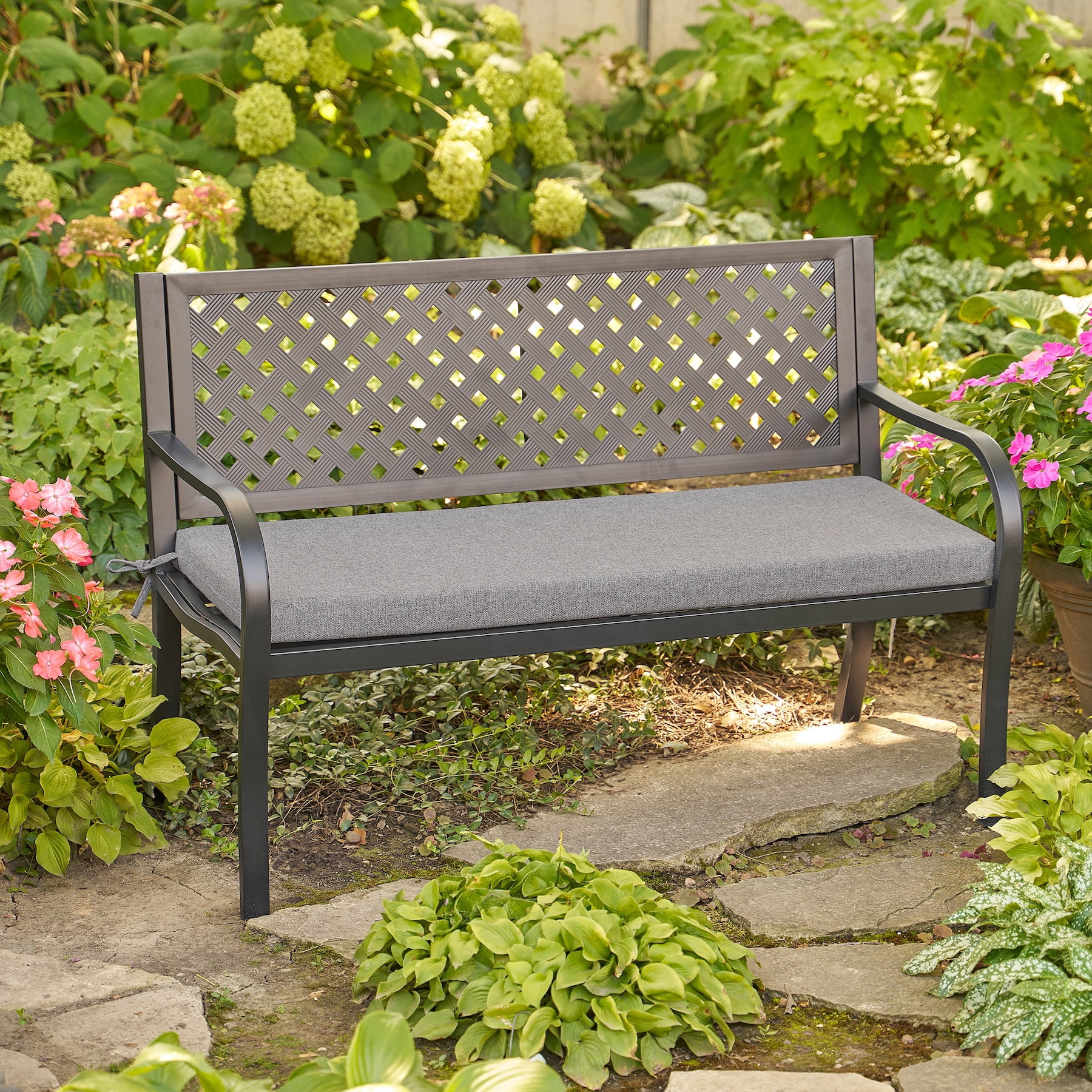 Better Homes & Gardens Outdoor Bench Seat Cushion, 1-Piece, Grey