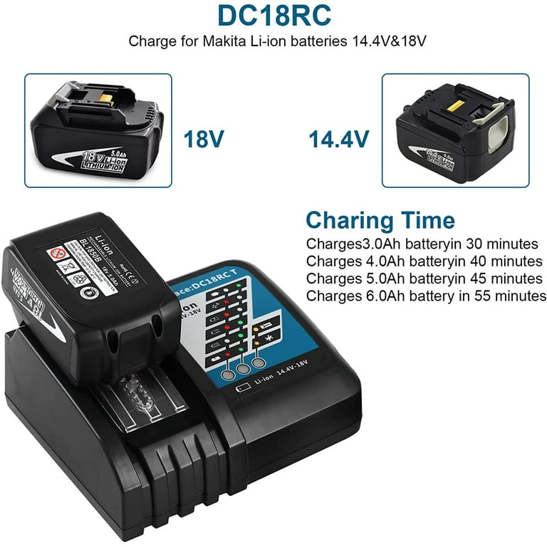 2 Packs 18 Volt 3.0Ah Lithium BL1830B Battery and DC18RC Charger Compatible with Makita 18V Battery BL1815 BL1820B BL1830 BL1840B BL1850B BL1860B Walmart