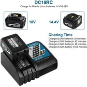 2 Packs 18 Volt 3.0Ah Lithium BL1830B Battery and DC18RC Charger Compatible with Makita 18V Battery BL1815 BL1820B BL1830 BL1840B BL1850B BL1860B