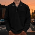 thumbnail image 5 of Work Polo Shirts for Men Long Sleeve Quarter Zip Corduroy Tees Shirts Basic Black Men's Clothing, 5 of 5