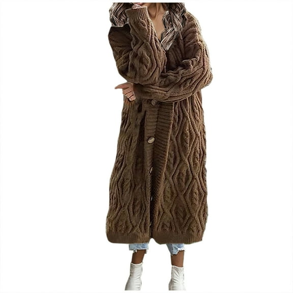 Lindreshi Cardigan Sweaters for Women Women Casual Solid Knitting Loose Cardigan Long Sleeve Sweaters Tops