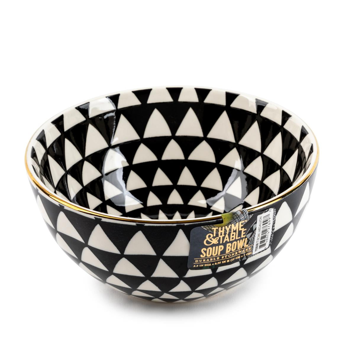 Thyme & Table Dinnerware Black & White Medallion Stoneware Round Bowl