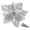 thumbnail image 4 of Billuyoard 15 Uds. De flores artificiales de Navidad, adornos de árbol de Navidad con purpurina hueca, flor falsa, decoraciones de Año Nuevo de Kits de decoración para fiestas plata 15PCS, 4 of 6