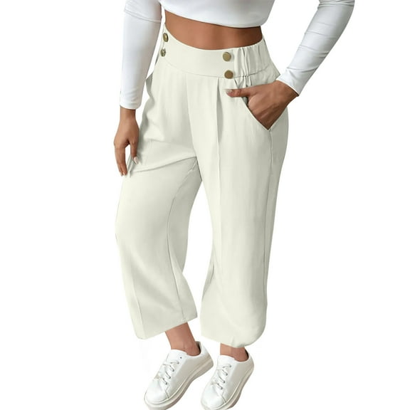 Wyobmus Womens Wide Leg Pants High Waist Draped Casual Trousers Loose Business Work Twill Chino Pants A-Khaki