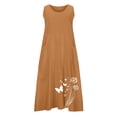 thumbnail image 5 of TIMIFIS Longues Robes pour Femmes Été Plage Vacances Robes Sans Manches Grande Taille Amples Coton Lin Col Rond Robes Maxi Débardeur avec Poches, 5 of 5