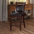 thumbnail image 2 of Brown Finish Set of 4 Dning Chairs Counter Height Chair Kitchen Dining Room Furniture Anacardium Wood Faux Leather Cushion Seat, 2 of 4