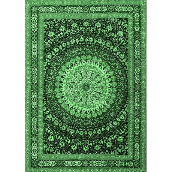 Ahgly Company Indoor Rectangle Persian Emerald Green Traditional Area Rugs, 2' x 3'
