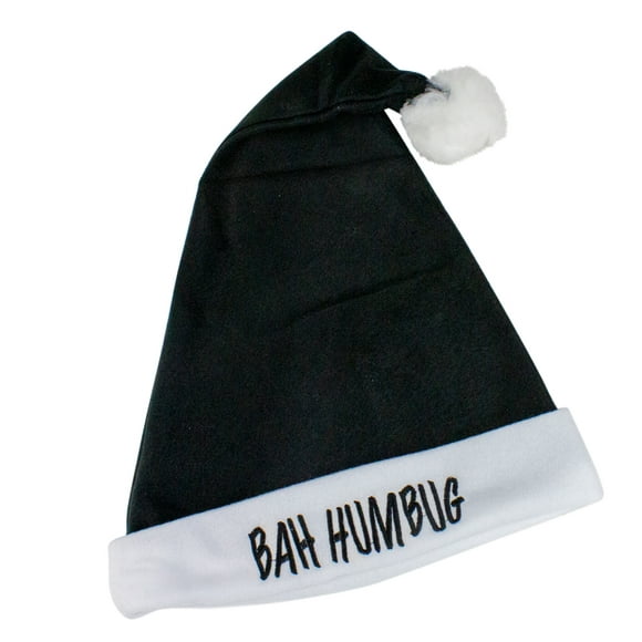 Fun World Noir et Blanc 'Bah Humbug' Unisexe Adulte Chapeau de Père Noël Accessoire de Costume - Taille Unique