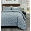 3pc Pinch Pleat Comforter set STONE BLUE Color Bed Set | Master Collection BY Cozy Beddings