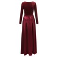 thumbnail image 4 of Womens Dress Deep V Long Sleeve Dress Slit Big Swing Maxi Dress Evening Long Women Dresses Satin under 70 Party Gowns for Women High Slit Dress Evening Gown Winter Formal Wear for Women plus Size, 4 of 8