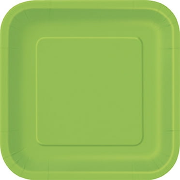 Square Paper Plates, 7 in, Lime Green, 16ct