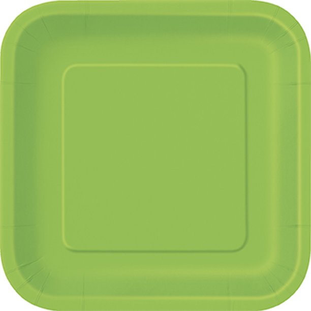 Square Lime Green Paper Dessert Plates, 7in, 16ct