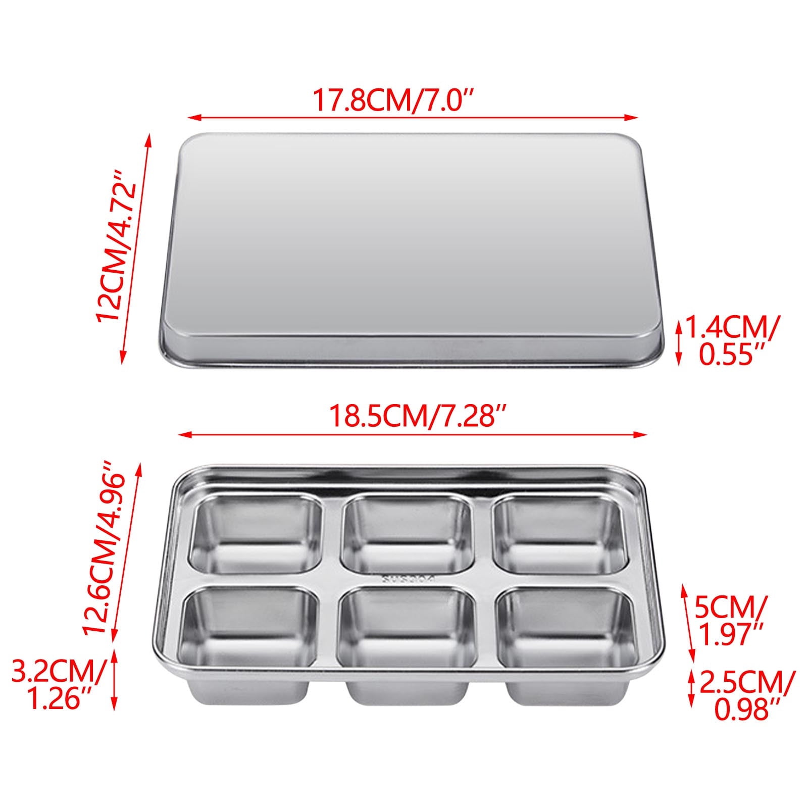 Stainless Steel Tray with Lid, Easy Release Metal Ice Mold for Freezer, 6-Grid Durable Maker for Whiskey Cocktails Beverages Kitchen Home Use