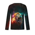 thumbnail image 4 of Yaoyar Men's T-Shirt Novelty Long Sleeve Tops 3D Lion Graphic Print Pullover Blouses Casual Round Neck Leisure Holiday Tees,Multicolor,XL, 4 of 5