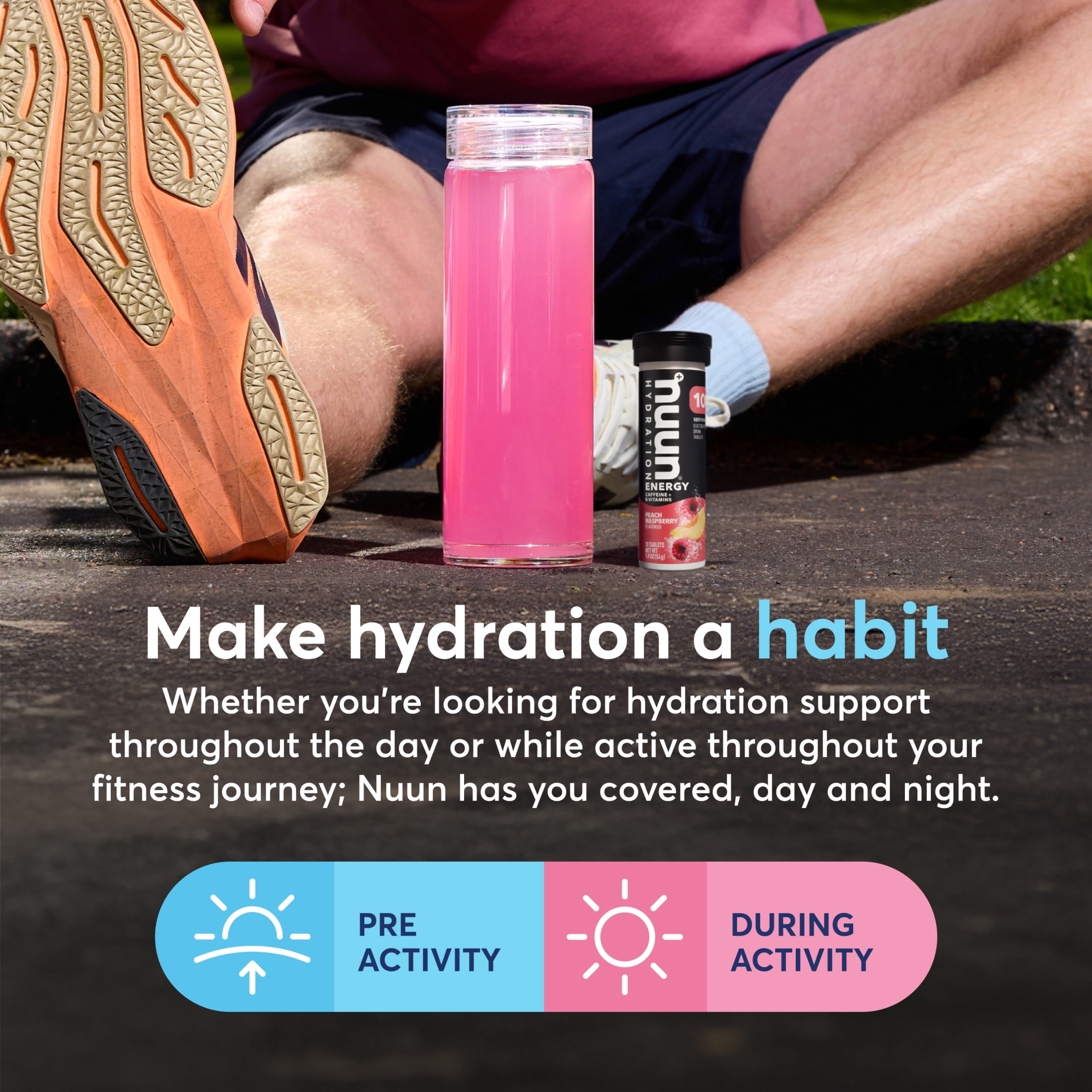 Nuun Energy Caffeine + B Vitamins Electrolyte Hydration Tablets, Peach Raspberry, 10-Count Tube