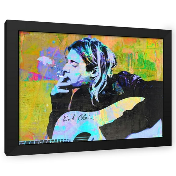 Stephen Chambers 24x19 Black Modern Wood Framed Wall Art Titled - Kurt Cobain 2