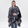 thumbnail image 2 of Bohemian Knit Poncho Shawl, Ethnic Print Cape for Women Travel Photography,160*135cm,26, 2 of 54