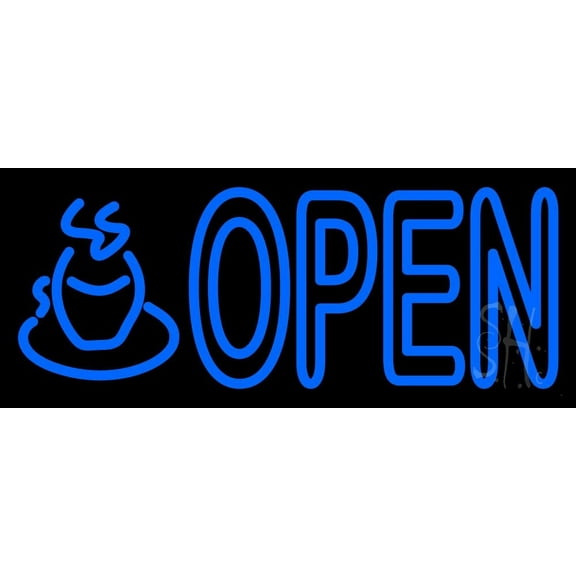 Tea Open LED Neon Sign 10 x 24 - inches, Black Square Cut Acrylic Backing, with Dimmer - Bright and Premium built indoor LED Neon Sign for restaurant window and interior decor.