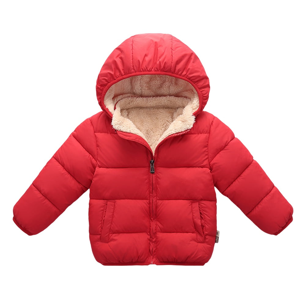 Kid Baby Boy Winter Warm Coat Fur Hooded Thick  Jacket Cotton-padded Outwear 