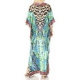 thumbnail image 2 of Sakkas Georgettina Flowy Rhinestone V Neck Long Caftan Dress / Cover Up - Turquosie / Black - One Size, 2 of 5