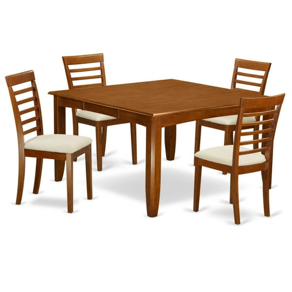 East West Furniture Parfait 5 Piece Straight Ladder Back Dining Table Set