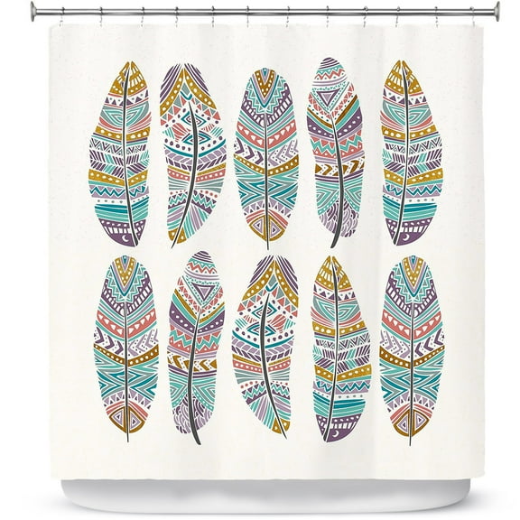 Shower Curtains 70" x 73" from DiaNoche Designs by Pom Graphic Design - Boho Feathers