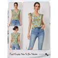 thumbnail image 7 of Nlife Women Floral Print V Neck Ruffle Short Sleeve Blouse, 7 of 7