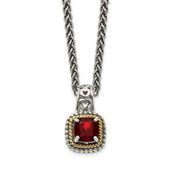 Sterling Silver w/14k Garnet Necklace