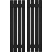 Ekena Millwork 15 1/2"W x 76"H Americraft Four Board (2 Batten) Exterior Real Wood Spaced Board-n-Batten Shutters (Per Pair), Black