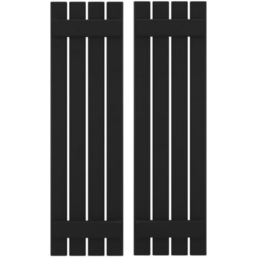 Ekena Millwork 15 1/2"W x 73"H Americraft Four Board (2 Batten) Exterior Real Wood Spaced Board-n-Batten Shutters (Per Pair), Black