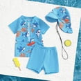 thumbnail image 2 of Ymyiu Boys Bathing Suit Boys Swim Trunks Toddler Baby Boys Summer Short Sleeve Jumpsuit Swimsuit Kids Cartoon Swimwear Kids Swimsuits 0 6 Months (Blue,0-6 Months), 2 of 4