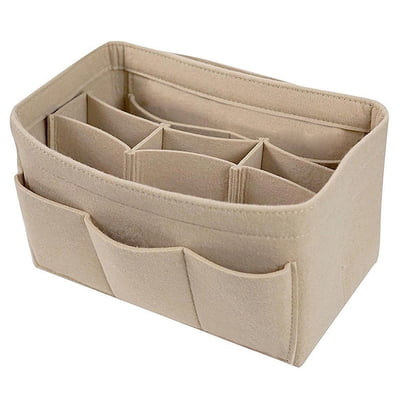 Felt Insert Bag Zipper Multi Pocket Handbag Purse Organizer Holder Makeup Travel