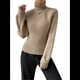 thumbnail image 1 of Suéter de Punto Acanalado con Cuello Alto para Mujer, Ropa de Moda. Caqui XL, 1 of 10