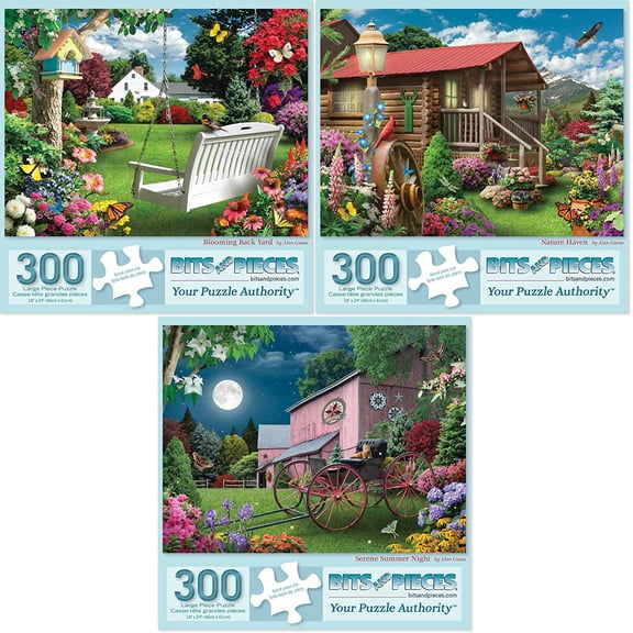 Bits and Pieces Set of 3 300 Piece Jigsaw Puzzles for Adults by Alan Giana 18"x24"