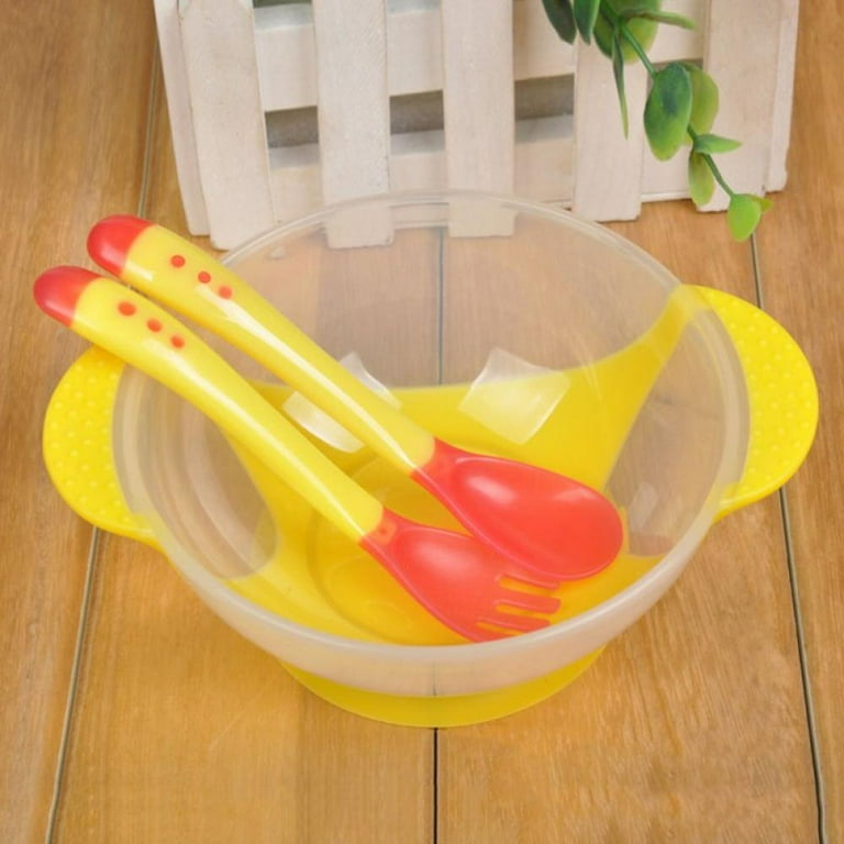 Baby Bowls, First Stage with Bendable Baby Spoons Fork, Suction Toddler Plates - for Toddler with Lid Straw, Non-Slip Baby Bowl Baby Plates, Infant